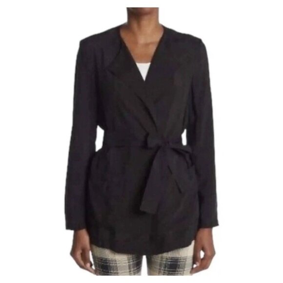 NWT St. John Black Cupro Wrap Jacket, Size Small - Picture 9 of 9